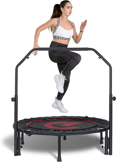 Pelpo 45 Inch Folding Mini Trampoline with Adjustable Handrail