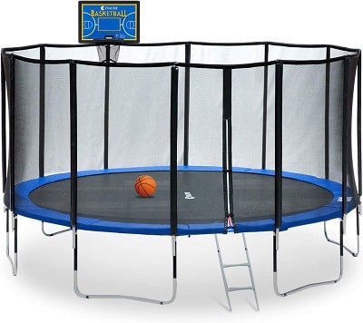 Exacme 400 Lbs Weight Limit Trampoline With Enclosure, Basketball Hoop