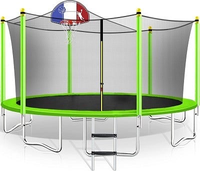 Merax 15 Ft Bouncy Trampoline With Net, Basketball Hoop, and Ladder