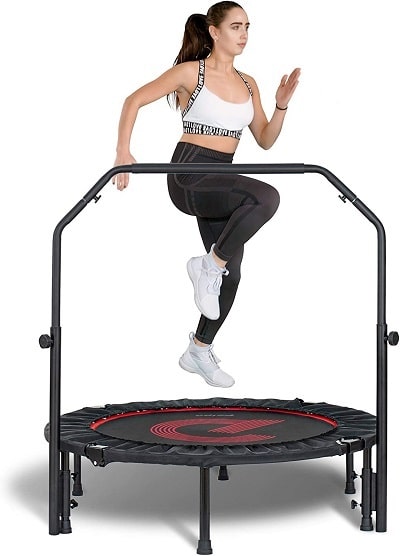 Pelpo 330 Lbs Folding Fitness Mini Trampoline With Handle For Bulky Person