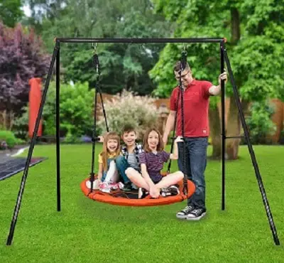 Swing Set Stand from old trampoline