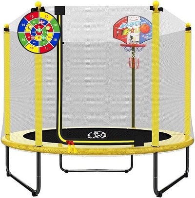 Langxun 60 Inch Kids Trampoline with Basketball Hoop & Dart Board