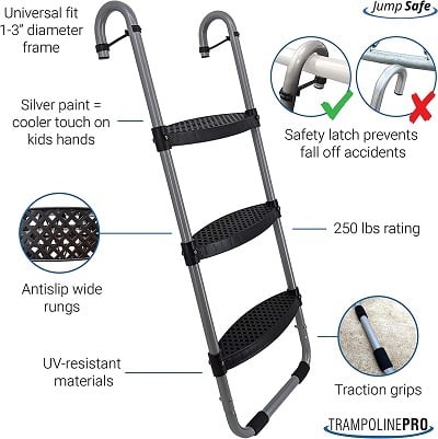 Trampoline Pro 3-Rung Trampoline Ladder with Safety Latch